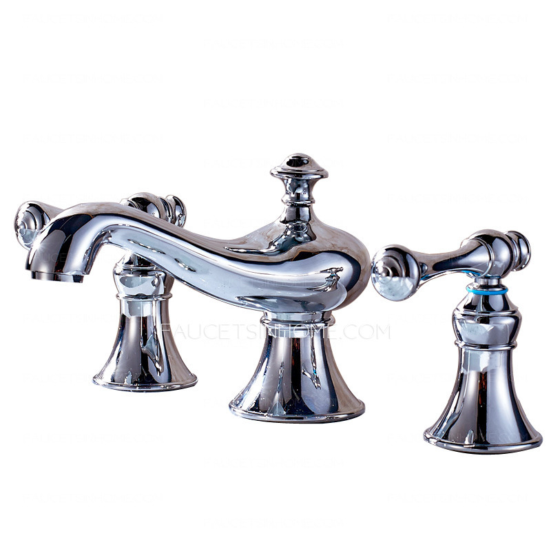 Vintage Chrome Widespread Bathroom Sink Faucet