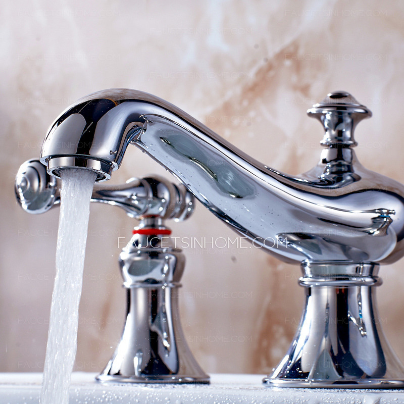 Vintage Chrome Widespread Bathroom Sink Faucet