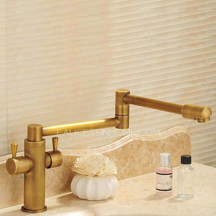 Golden Pot Filler Faucets Double Handles Folding 