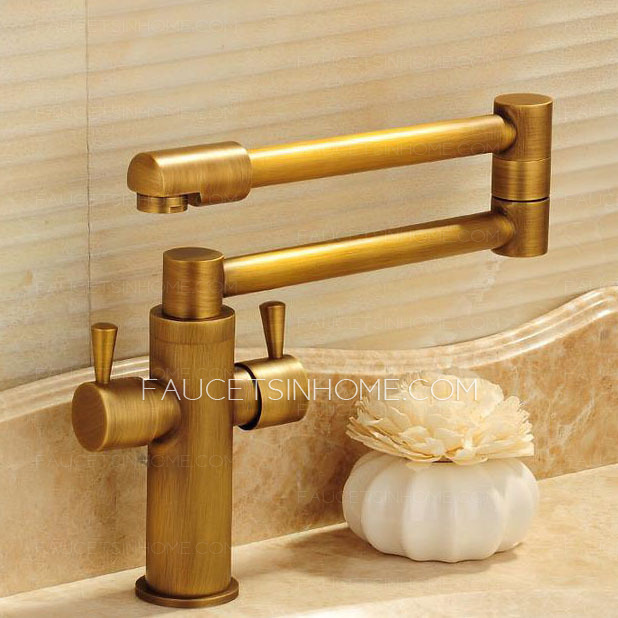 Golden Pot Filler Faucets Double Handles Folding 