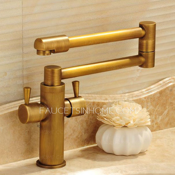 Golden Pot Filler Faucets Double Handles Folding 