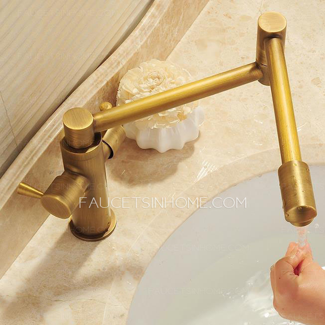 Golden Pot Filler Faucets Double Handles Folding 