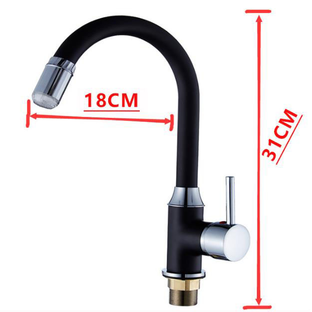 Vintage Rotatable Led Black Painting Finish Kitchen Faucet