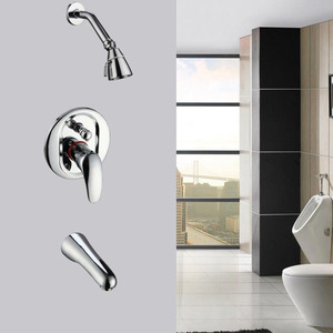 Silver Three Holes Wall Mounted With Faucet Spout 