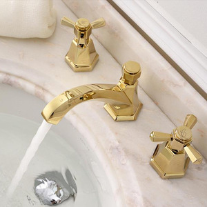 Antique Brass Bathroom Faucets Widespread Golden
