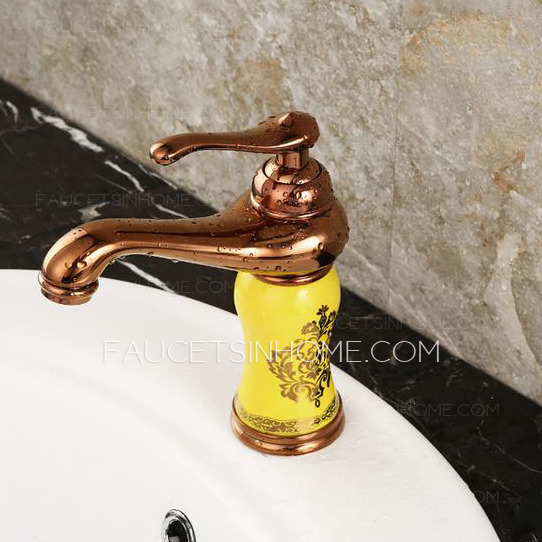Bathroom Sink Faucet Types Yellow Painting Floral 