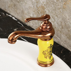 Bathroom Sink Faucet Types Yellow Painting Floral 