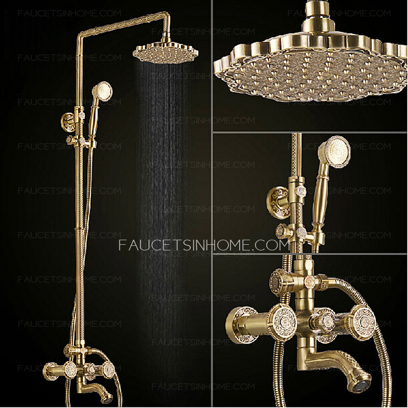 Exquisite Purely Brass Antique Shower Faucets 
