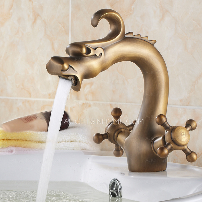 Chic Dragon Shape One Hole Antique Sink Faucets