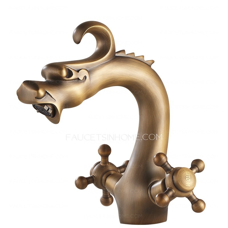 Chic Dragon Shape One Hole Antique Sink Faucets