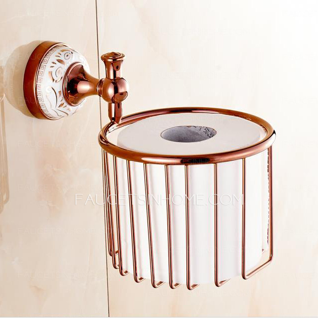 Designed Rose Gold Brass Toilet Paper Holder