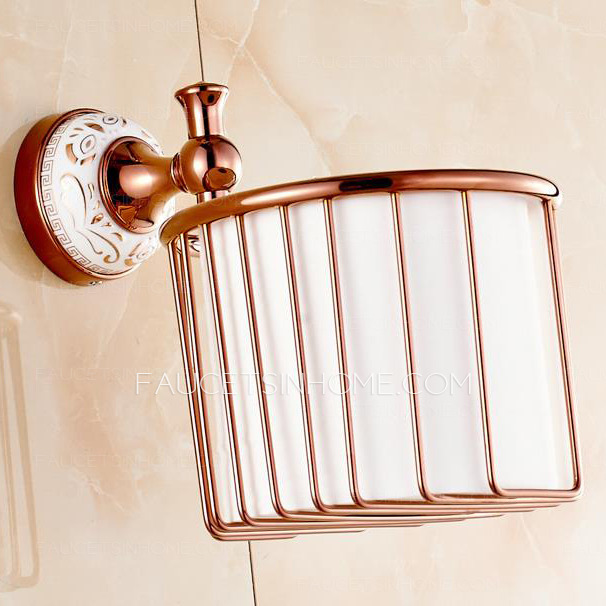 Designed Rose Gold Brass Toilet Paper Holder