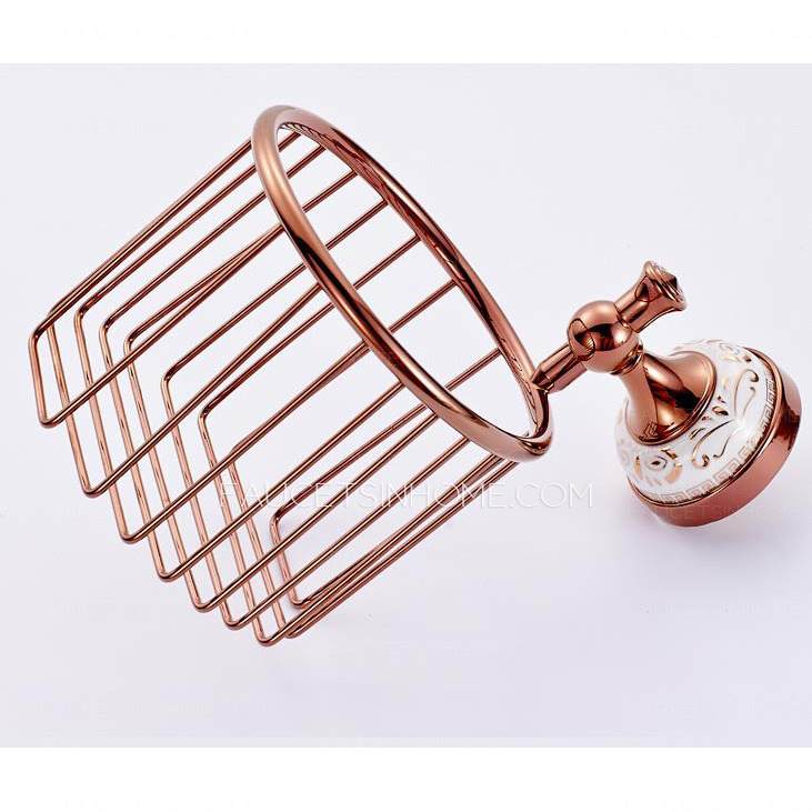 Designed Rose Gold Brass Toilet Paper Holder