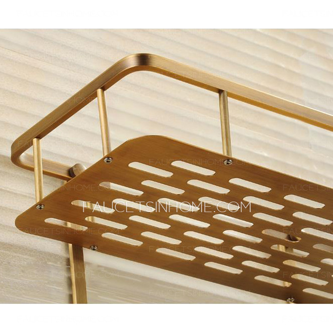 Brass Material Double Layers Of Bathroom Shelf 