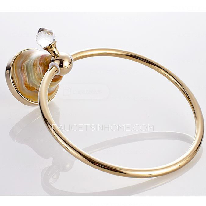 Jade Decoration Tower Ring Polished Brass Finish 