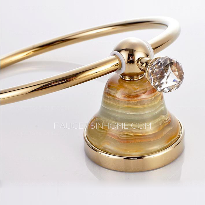 Jade Decoration Tower Ring Polished Brass Finish 