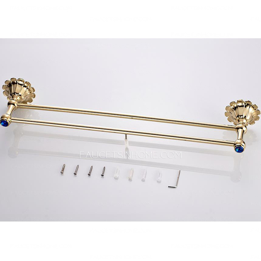 Shiny Double Pole Tower Bar Polished Brass Finish 