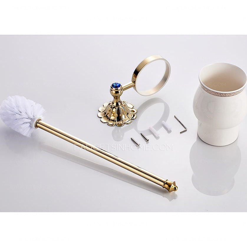 Exqusite Brass Toilet Brush Holder Porcelain Toilet Cup 