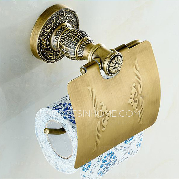 Zinc Alloy Toilet Paper Holder Antique Brass Carving 