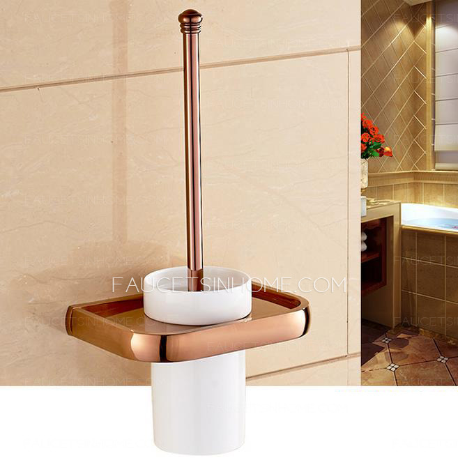 Exquisite Rose Gold Finish Toilet Brush Holder 