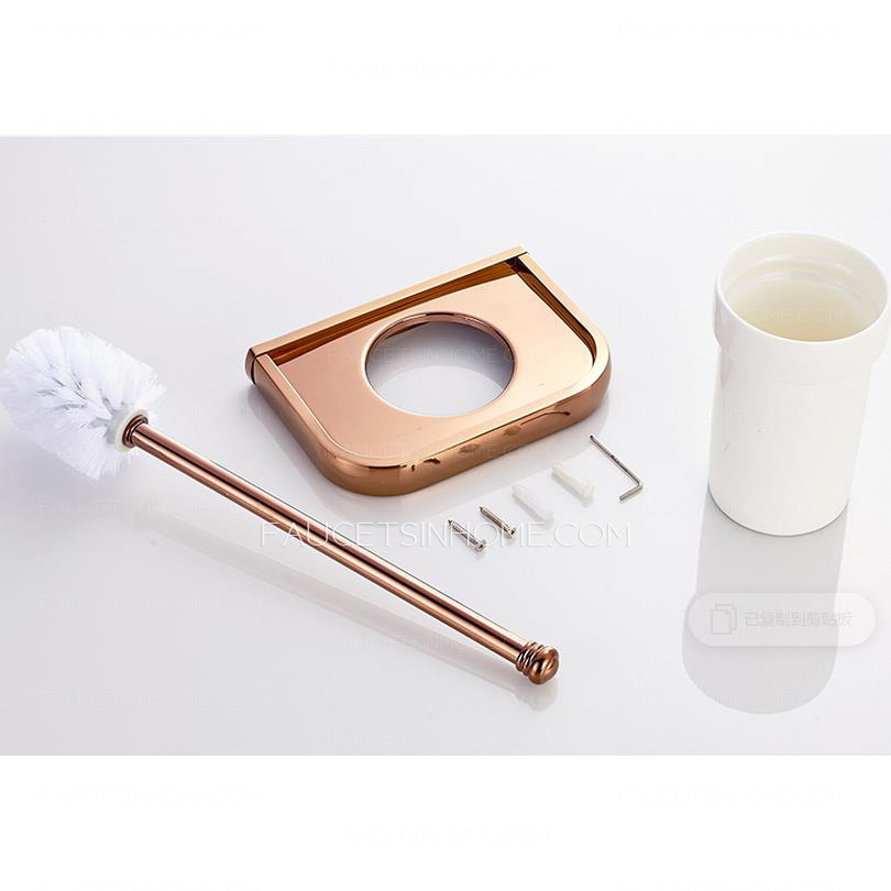 Exquisite Rose Gold Finish Toilet Brush Holder 