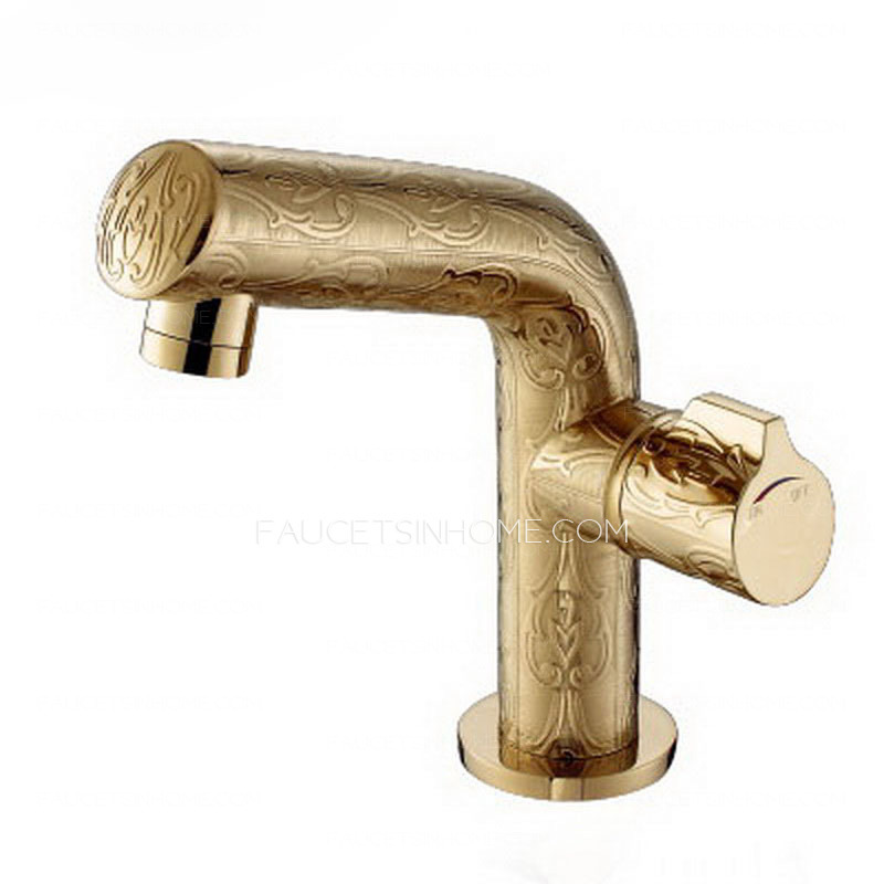 Classcial Gold Faucet Carving Patterns For Bathroom