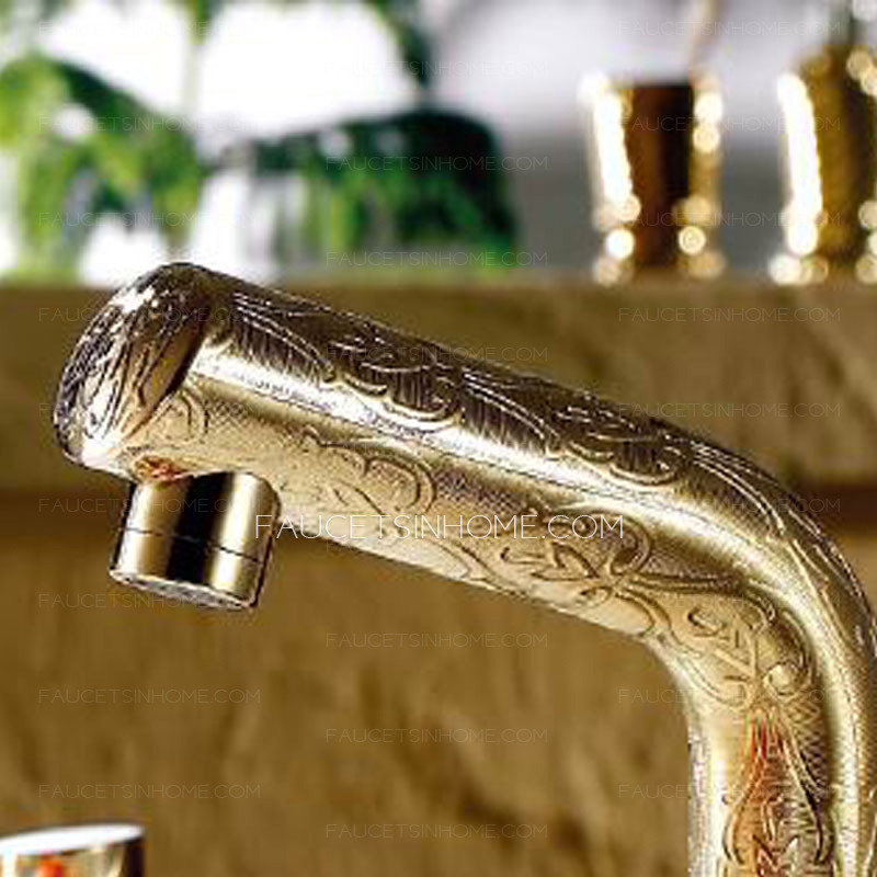 Classcial Gold Faucet Carving Patterns For Bathroom