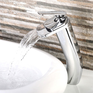 Waterfall Design Silver Chrome Heightening Bath Faucets