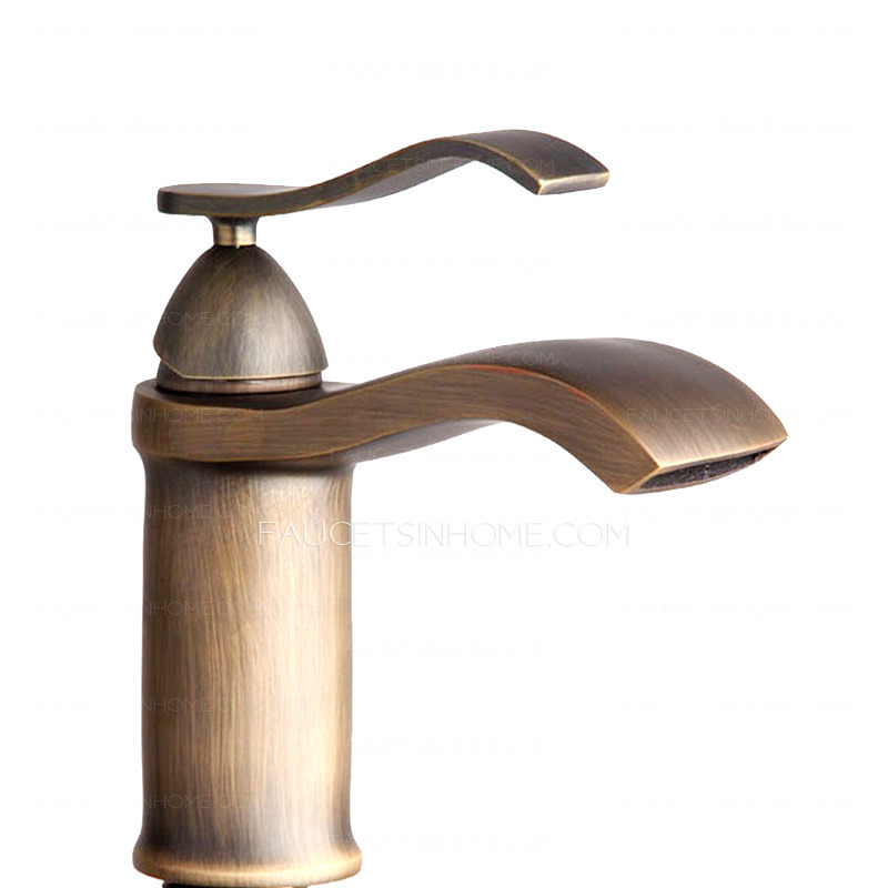 Waterfall Brushed Brass Finish Bathroom Faucets