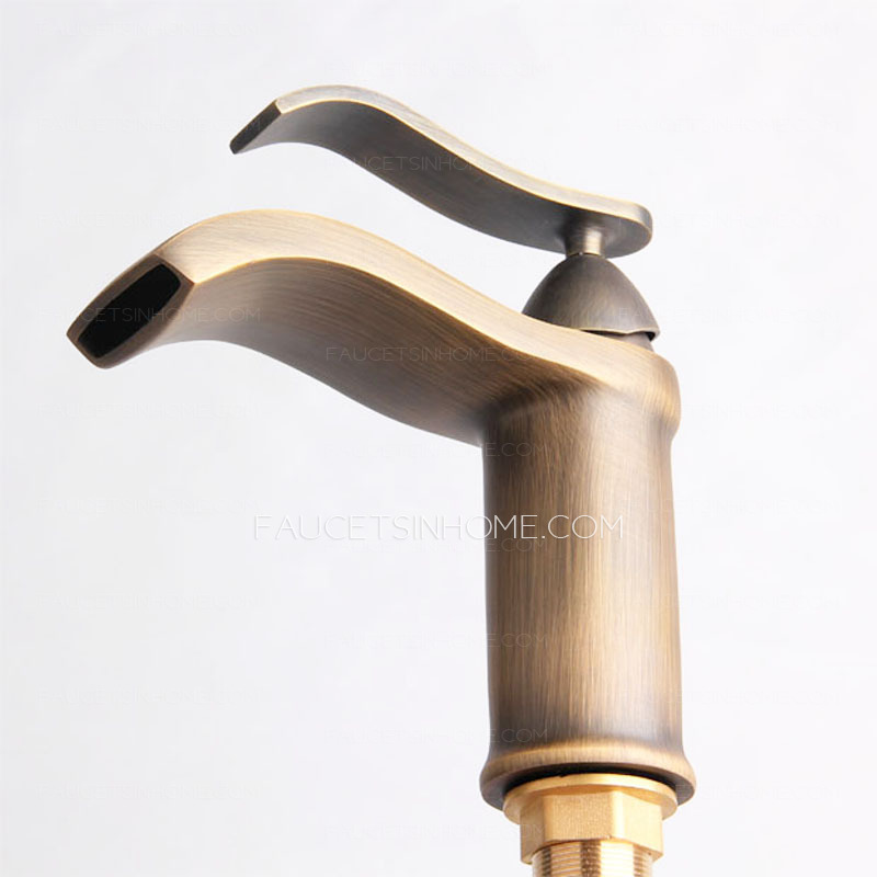 Waterfall Brushed Brass Finish Bathroom Faucets