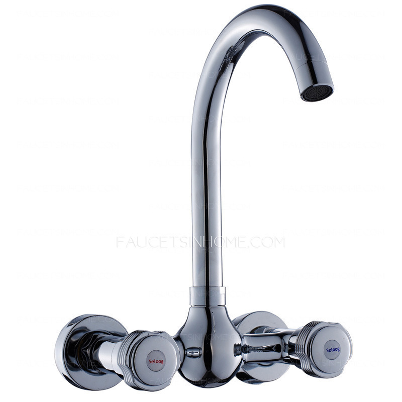 Two Holes Wall Mounted Faucet Rotatable Handles