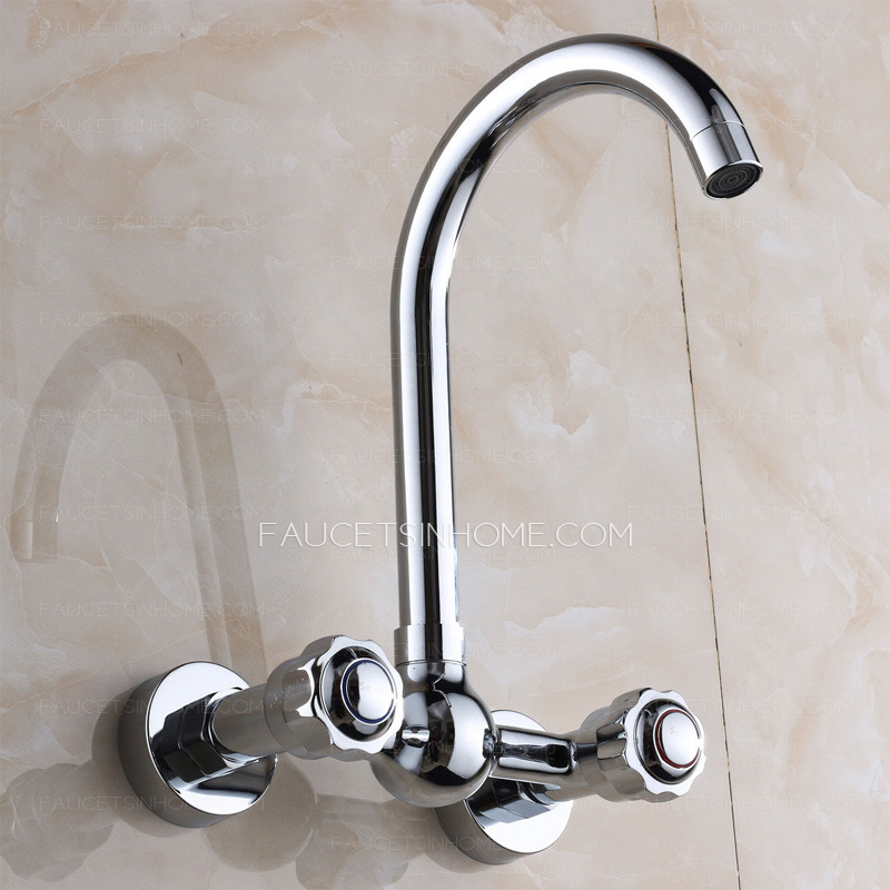 Two Holes Wall Mounted Faucet Rotatable Handles
