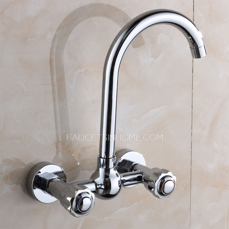 Two Holes Wall Mounted Faucet Rotatable Handles