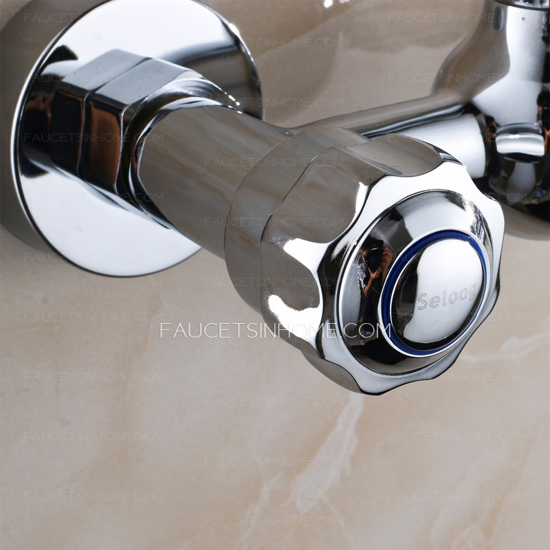 Two Holes Wall Mounted Faucet Rotatable Handles