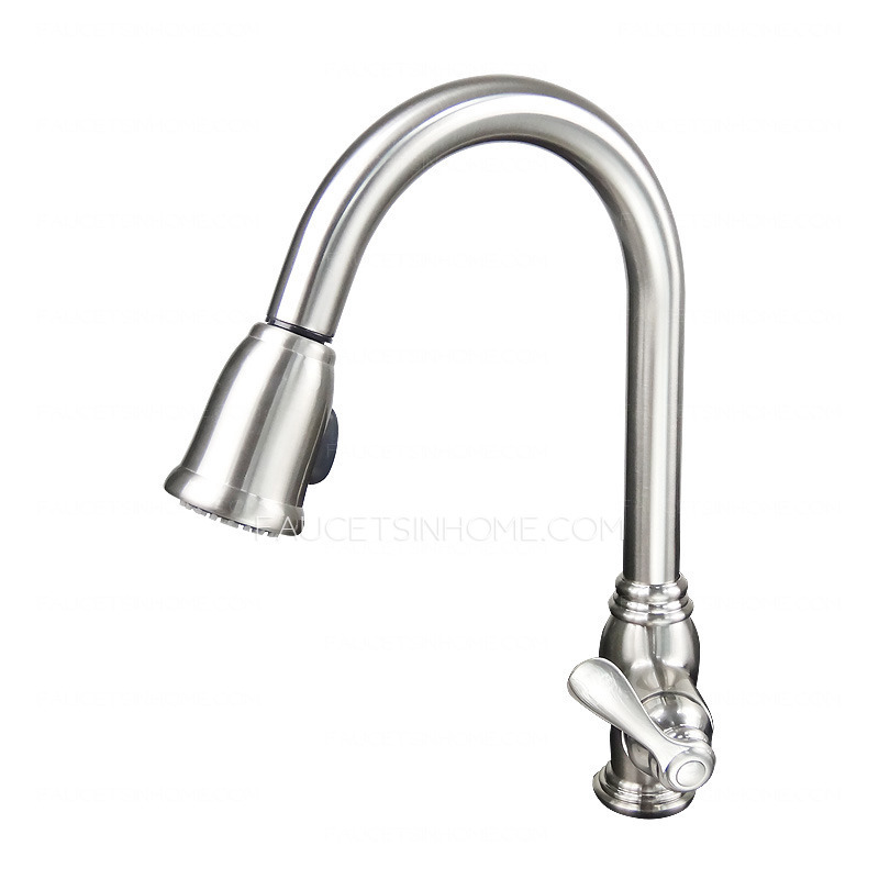 Rain Shower Brushed Finish Kitchen Faucets Pull Down