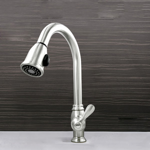 Rain Shower Brushed Finish Kitchen Faucets Pull Down