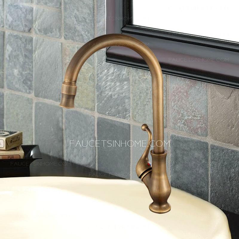 Antique Style Bathroom Faucets Brass Brown Faucet 