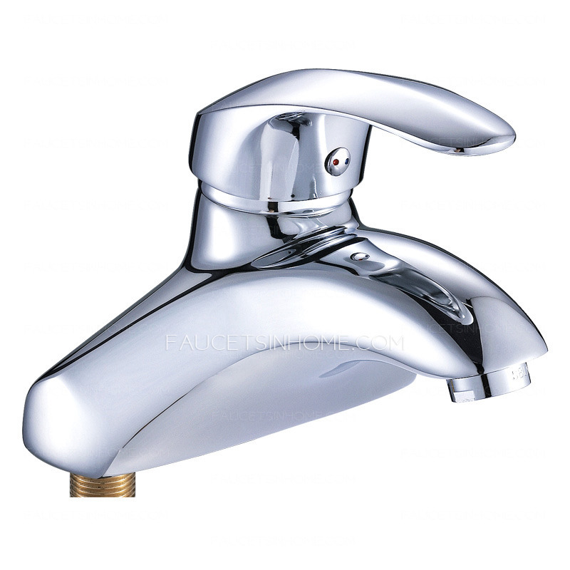 Silver Single Lever Bathroom Faucets Two Holes 