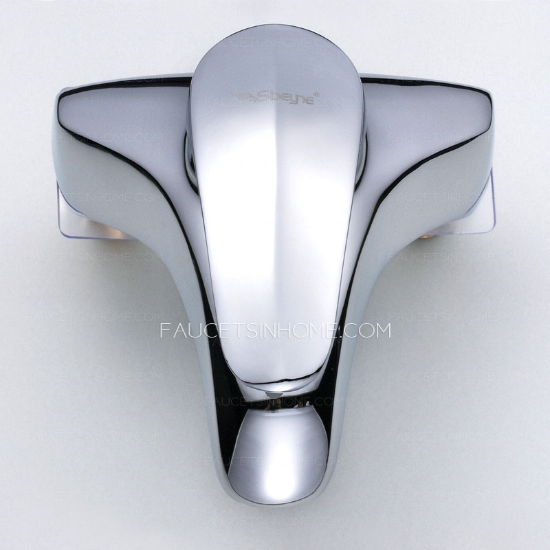 Silver Single Lever Bathroom Faucets Two Holes 