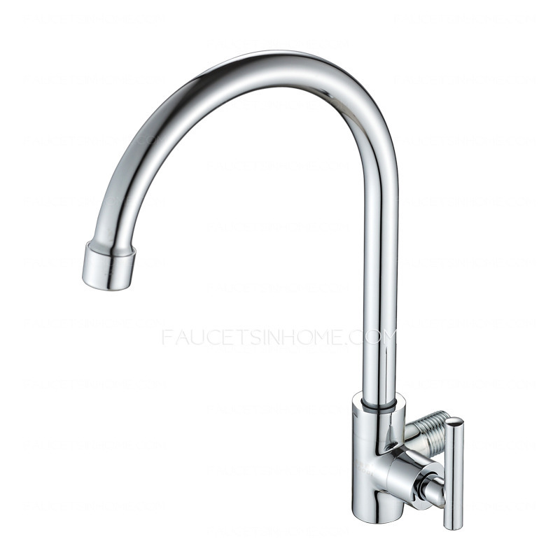 Silver Wall Faucets Kitchen Single Hole Cold Water 