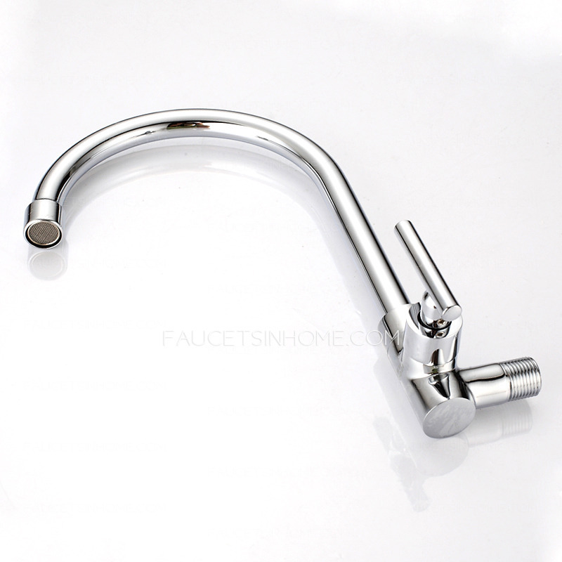 Silver Wall Faucets Kitchen Single Hole Cold Water 