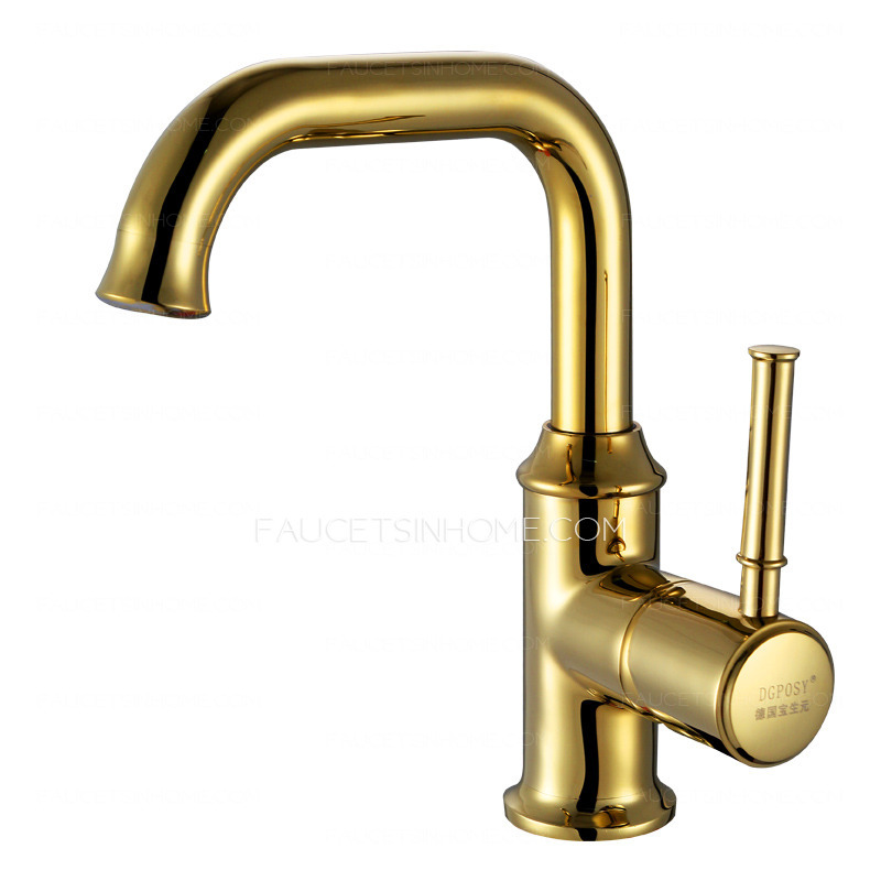 Shiny Polished Brass Retro Bathroom Faucets Golden 