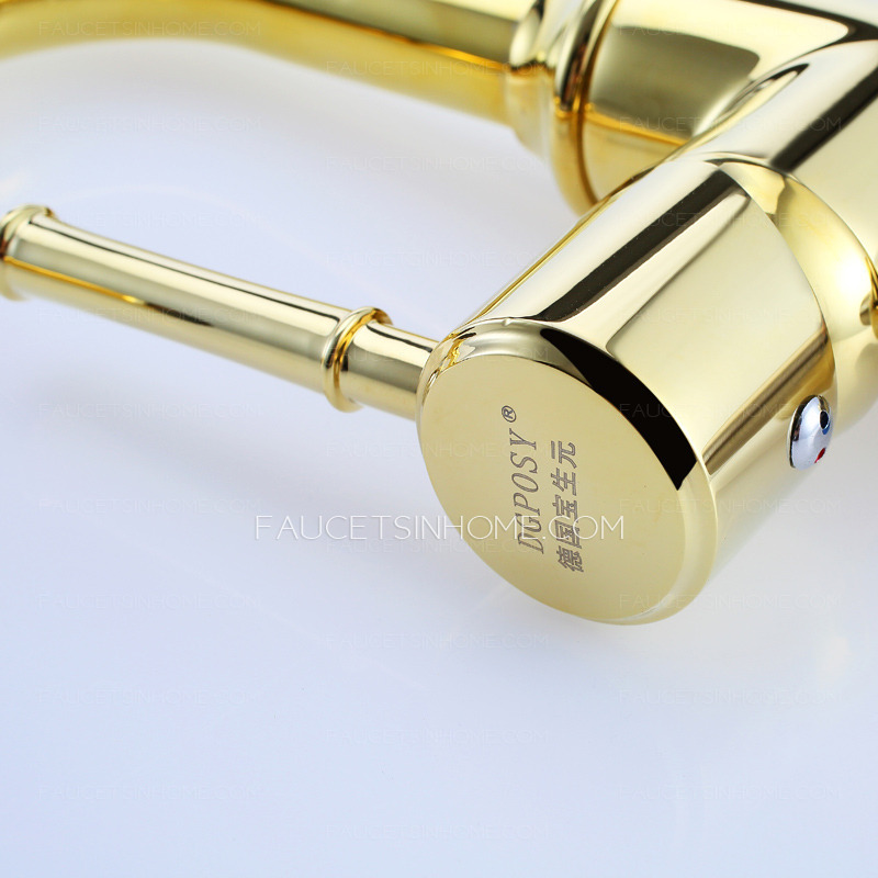 Shiny Polished Brass Retro Bathroom Faucets Golden 