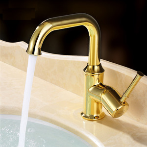 Shiny Polished Brass Retro Bathroom Faucets Golden 