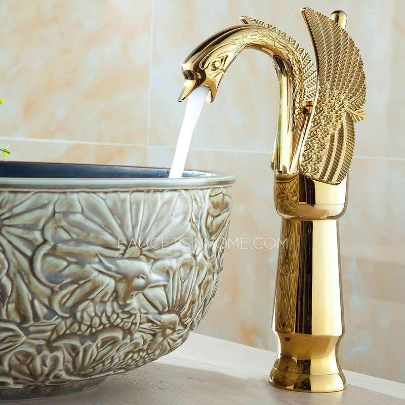 Vintage Swan Shape Retro Bathroom Faucets Height 