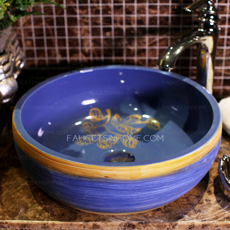 Blue Vessel Sink Porcelain Beautiful Night Sky 