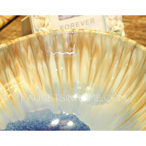 Oval Vessel Sink Designed Porcelain Dark Blue Enamelling 