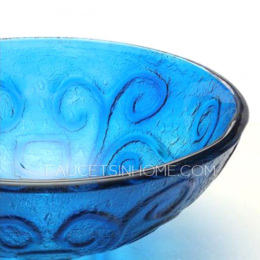 Blue Glass Vessel Sinks For Bathrooms Mediterranean Style