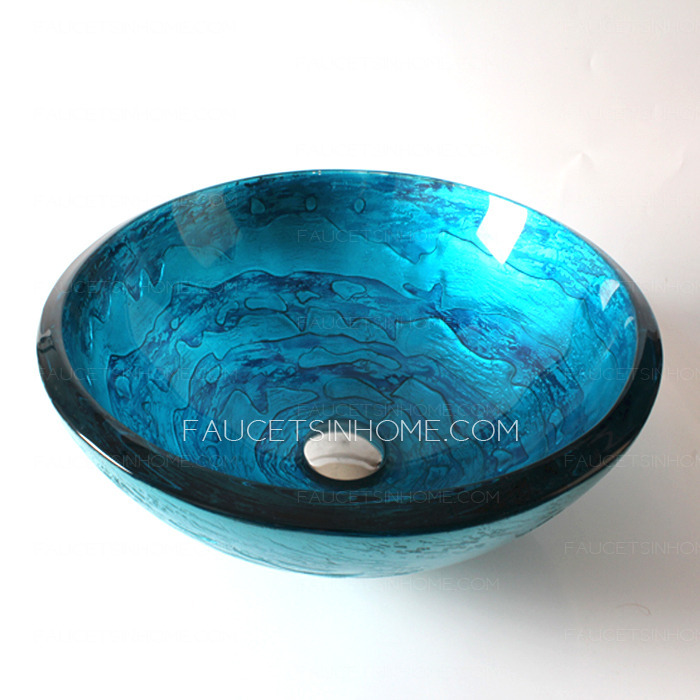 Cobalt Blue Vessel Sink Thicken Mediterranean Style