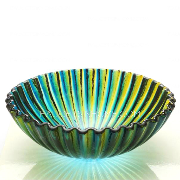 Art Glass Vessel Sinks Shell Shape Blue and Green